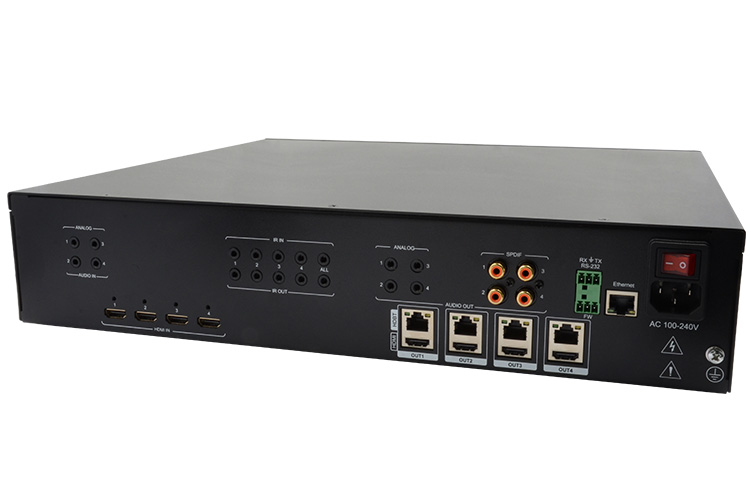 LINK-MI LM-MX07B-100 100m 4x4 HDMI 2.0 HDBaseT Matrix with 4 HDMI Loop Out